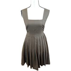 Morgane Le Fay Sleeveless Square Neck Pleated Tie-back Dress in Green Women's S